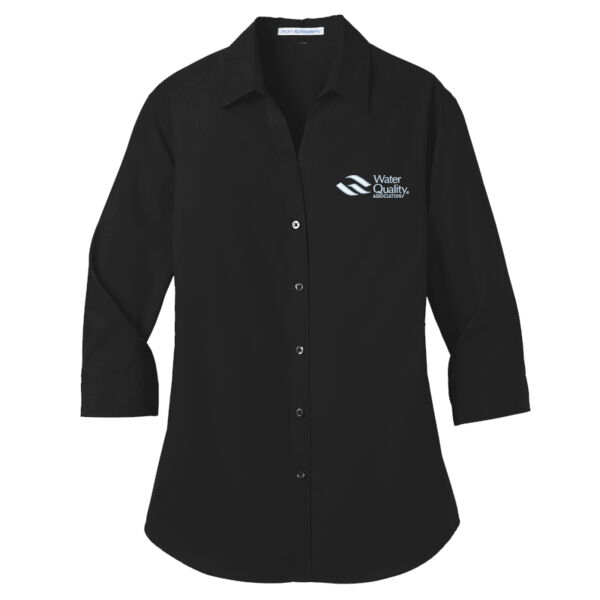 Woman;s 3/4 Sleeve Poplin Shirt Thumbnail